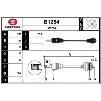 SNRA B1254 - Arbre de transmission