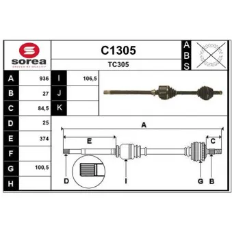 SNRA C1305 - Arbre de transmission