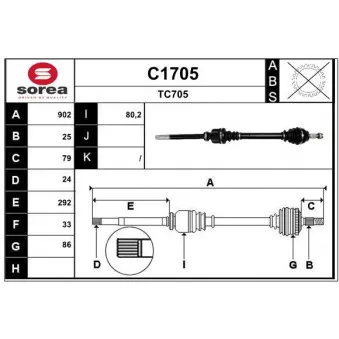 SNRA C1705 - Arbre de transmission