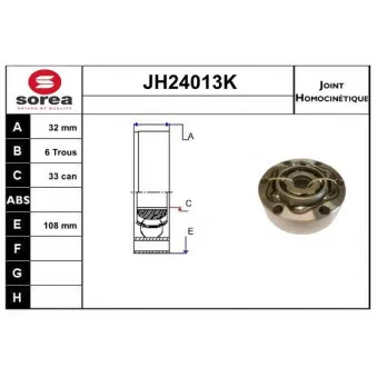 SNRA JH24013K - Embout de cardan avant (kit de réparation)