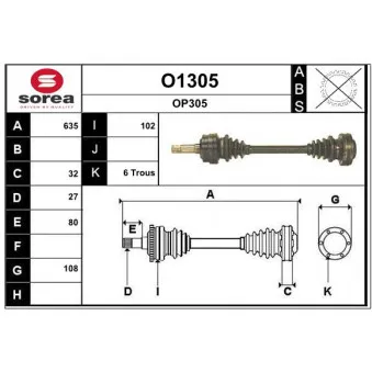 SNRA O1305 - Arbre de transmission