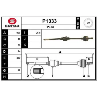 SNRA P1333 - Arbre de transmission