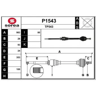 SNRA P1543 - Arbre de transmission