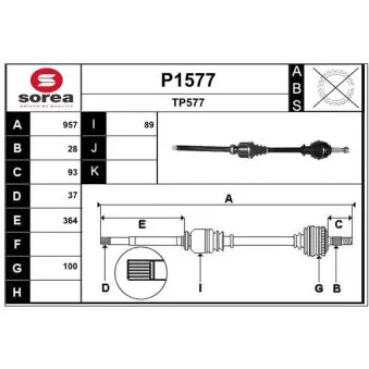 SNRA P1577 - Arbre de transmission
