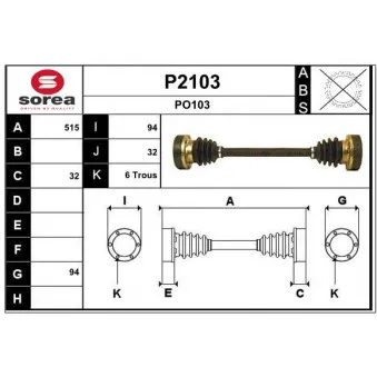 Arbre de transmission SNRA [P2103]