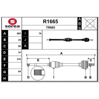 SNRA R1665 - Arbre de transmission