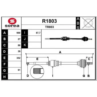 SNRA R1803 - Arbre de transmission