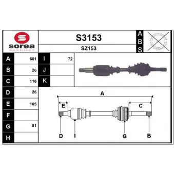 SNRA S3153 - Arbre de transmission