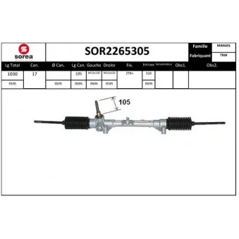 SNRA SOR2265305 - Crémaillière de direction