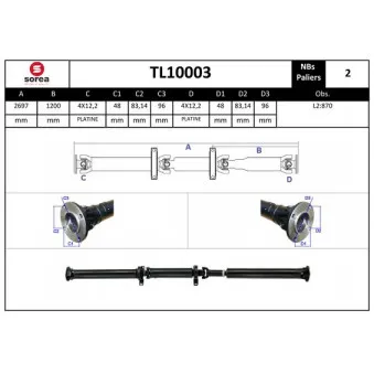 SNRA TL10003 - Arbre de transmission, entraînement essieux