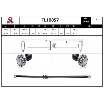 Arbre de transmission, entraînement essieux SNRA [TL10057]