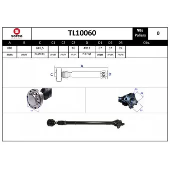 SNRA TL10060 - Arbre de transmission, entraînement essieux