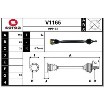 SNRA V1165 - Arbre de transmission