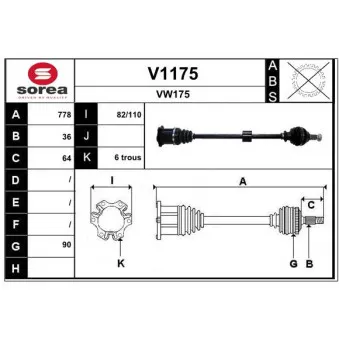 SNRA V1175 - Arbre de transmission