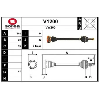 SNRA V1200 - Arbre de transmission