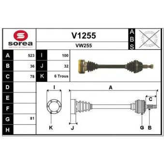 SNRA V1255 - Arbre de transmission