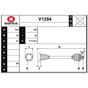 SNRA V1284 - Arbre de transmission