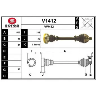 SNRA V1412 - Arbre de transmission