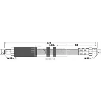 Flexible de frein BORG & BECK BBH6761 pour AUDI A6 2.0 16V - 140cv