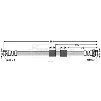 Flexible de frein BORG & BECK BBH7586 pour FORD FIESTA 1.5 TDCi - 75cv