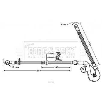 Flexible de frein BORG & BECK BBH7763 pour CITROEN C5 1.6 THP 150 - 150cv