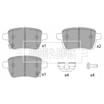 Jeu de 4 plaquettes de frein arrière BORG & BECK OEM 77366595
