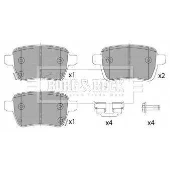 BORG & BECK BBP2460 - Jeu de 4 plaquettes de frein arrière