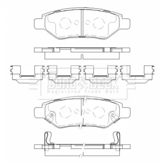 Jeu de 4 plaquettes de frein arrière BORG & BECK OEM 25814674