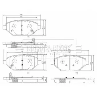 Jeu de 4 plaquettes de frein avant BORG & BECK OEM 1605325