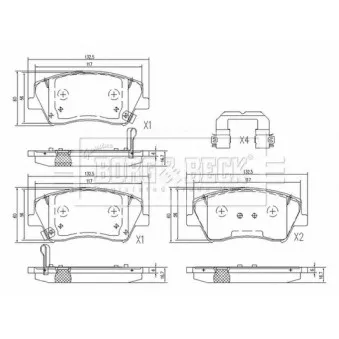 Jeu de 4 plaquettes de frein avant BORG & BECK OEM 58101G2A10