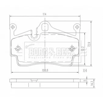 BORG & BECK BBP2666 - Jeu de 4 plaquettes de frein arrière
