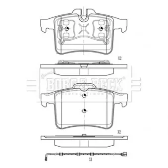 Jeu de 4 plaquettes de frein arrière BORG & BECK OEM C2P25493