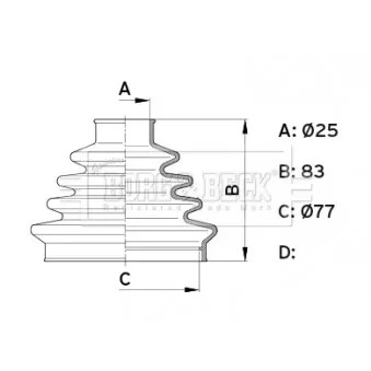 Joint-soufflet, arbre de commande BORG & BECK BCB1006 pour FORD FOCUS 1.6 TDCi - 90cv
