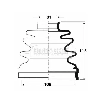 Joint-soufflet, arbre de commande BORG & BECK OEM MR528648