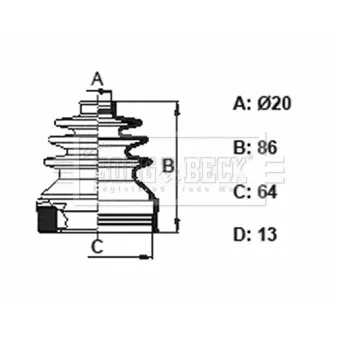 Joint-soufflet, arbre de commande BORG & BECK BCB6157 pour CITROEN C3 1.6 16V - 109cv