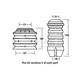 Kit de protection contre la poussière, amortisseur BORG & BECK BPK7048