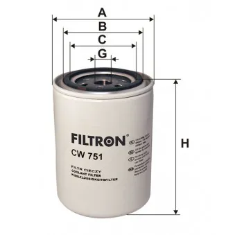 Filtre de liquide de refroidissement FILTRON CW 751 pour IVECO EUROTECH MH 260 E 35 Y/P, 260 E 35 Y/PT, 260 E 35 Y/TN - 352cv