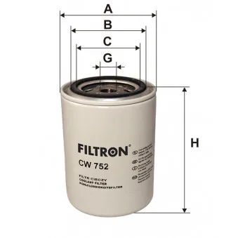 Filtre de liquide de refroidissement FILTRON CW 752 pour IVECO EUROTECH MP 260 E 39 Y, 260 E 39 Y/P, 260 E 39 Y/FP, 260 E 39 Y/FS - 390cv