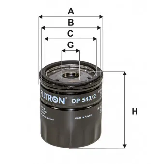 Filtre à huile FILTRON OP 540/2 pour FORD TRANSIT 2.2 TDCi - 155cv