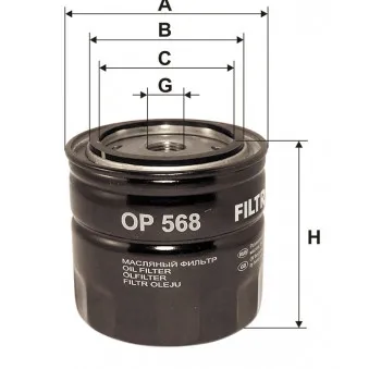 Filtre à huile FILTRON OP 568 pour VOLVO FH12 FH 12/380 - 379cv