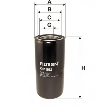 Filtre à huile FILTRON OP 592 pour IVECO P/PA 260-34 AHT - 340cv