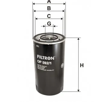 Filtre à huile FILTRON OP 592/1 pour IVECO EUROTECH MP 400 E 38 T, 440 E 38 T, 440 E 38 T /P - 375cv