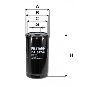 Filtre à huile FILTRON OP 592/6 pour IVECO TRAKKER AD380T45P - 451cv
