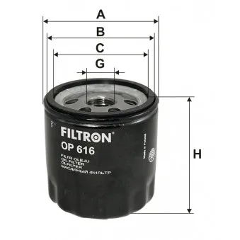 Filtre à huile FILTRON OP 616