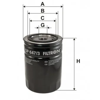 Filtre à huile FILTRON OP 647/3 pour JOHN DEERE Series 6000 6800 - 120cv