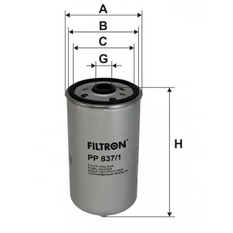 Filtre à carburant FILTRON PP 837/1 pour MAN F2000 26,414 FNLC, FNLLC, FNLLRC, FNLLW, FNLRC, FNLLRC, FVLC - 409cv