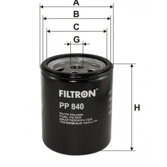 Filtre à carburant FILTRON PP 840 pour MERCEDES-BENZ T2/L L 407 D - 72cv