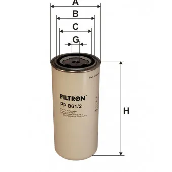 Filtre à carburant FILTRON PP 861/2 pour IVECO TRAKKER AD380T36P - 360cv