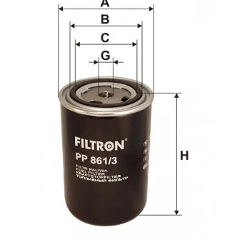Filtre à carburant FILTRON PP 861/3 pour RENAULT TRUCKS MIDLUM FAT 75 CF 320 - 320cv