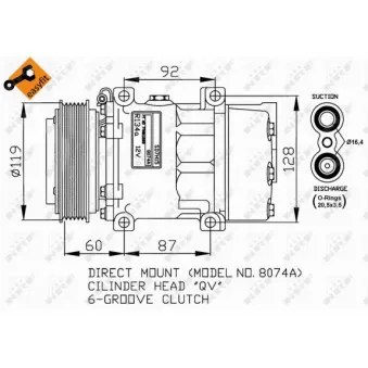Compresseur, climatisation NRF 32170G pour RENAULT CLIO 1.9 dTi - 80cv